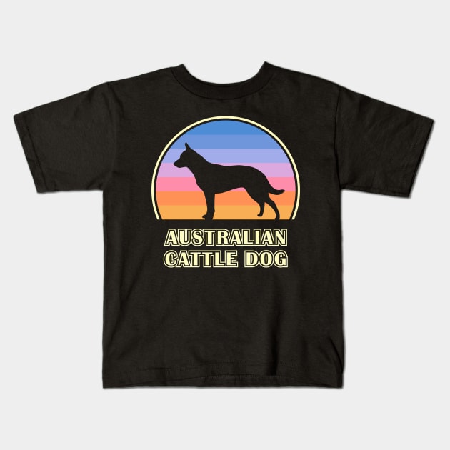 Australian Cattle Dog Vintage Sunset Dog Kids T-Shirt by millersye